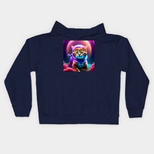AstroNaut Cat With Halo Kids Hoodie
